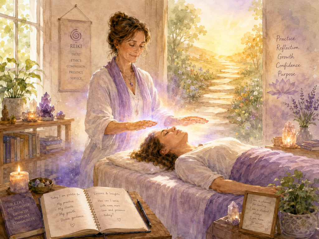 Reiki Mentorship helps confidence grow through practice, reflection, guidance, and trust. As practitioners learn to stay present, communicate clearly, honor boundaries, and allow Reiki to flow, confidence becomes quiet, grounded, ethical, and compassionate.